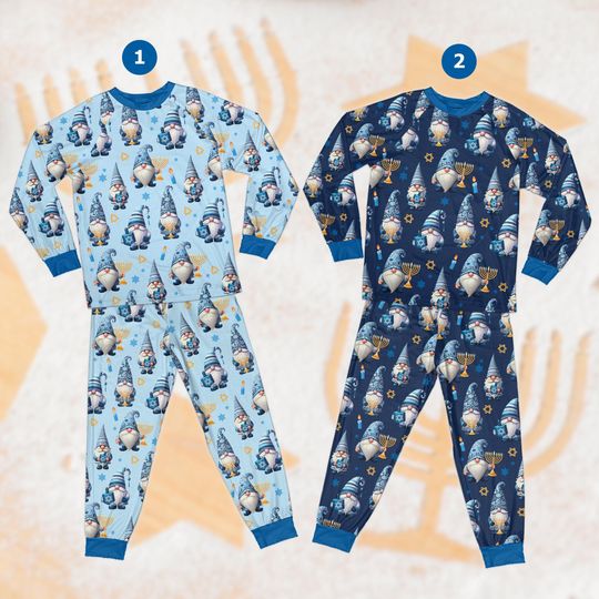 Cute Gnome Chanukah Pajamas Set, Happy Hanukkah Pajama, Gnome Lover Jewish Holiday Gift