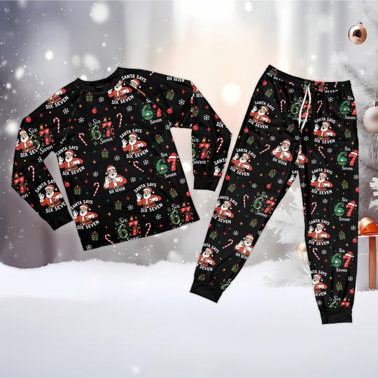 Discover 67 Meme Christmas Pajamas Set, Trending Six Seven Christmas Pajama, Festive Kid Christmas Long Sleeve Pajamas, Funny Xmas Holiday Gift