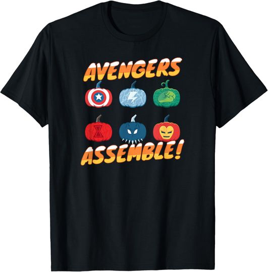 Discover Marvel Avengers Assemble Pumpkin Heroes Halloween T-Shirt