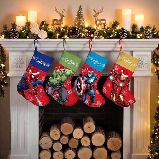Discover Personalized Marvel Christmas Stockings, Avengers Christmas Stockings, Superhero Christmas Stocking, Superhero Stocking, Stocking With Name