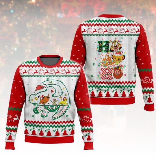 Discover Lion King Ugly Christmas Sweater, Cartoon Xmas Sweater, Simba Ugly Sweater, Disney Sweater, Christmas Gift