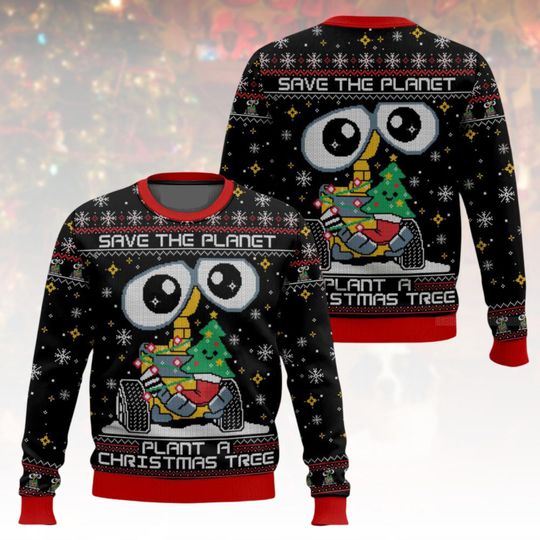 Discover Wall-E Ugly Christmas Sweater, Environmental Xmas Sweater, Save The Planet Ugly Sweater, Robot Sweater, Christmas Gift