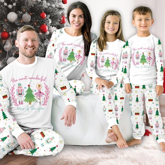 Christmas Long Sleeve Two Piece Pajama, The Most Wonderful Time Of The Year, Nutcracker Family Pajamas Set