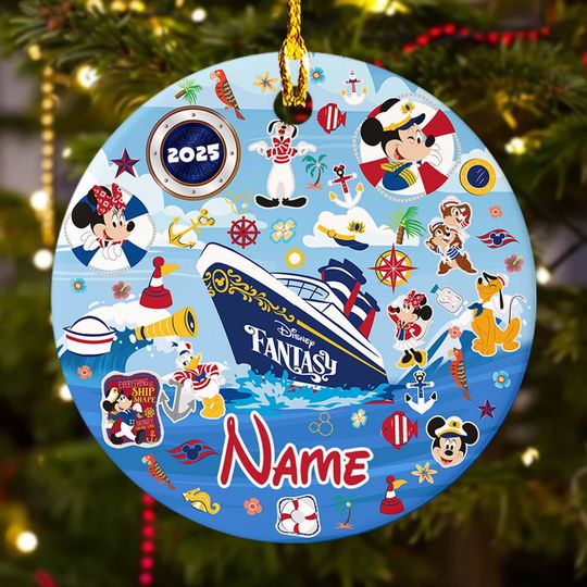 Discover Personalized Disney Cruise Ship Christmas Ornament, Mickey Mouse And Friends Ornament, Cartoon Christmas Tree Decor Gift