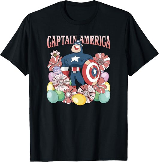 Discover Marvel Avengers Captain America Floral Easter Eggs T-Shirt