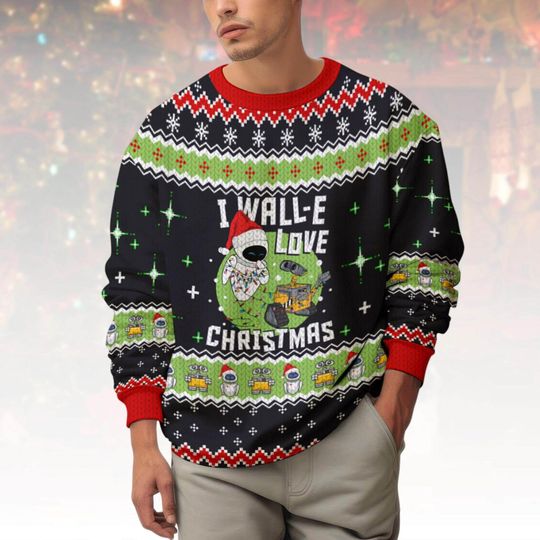Discover Wall-E Ugly Christmas Sweater, Robot Xmas Sweater, I Wall-E Love Christmas Ugly Sweater, Knitted Sweater, Christmas Gift