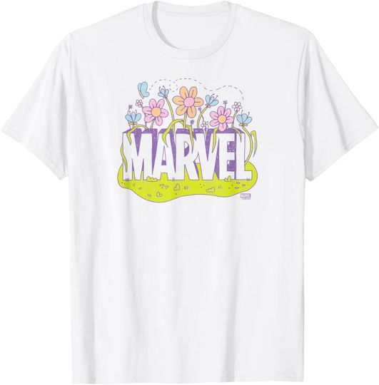 Discover Marvel - Floral Logo T-Shirt