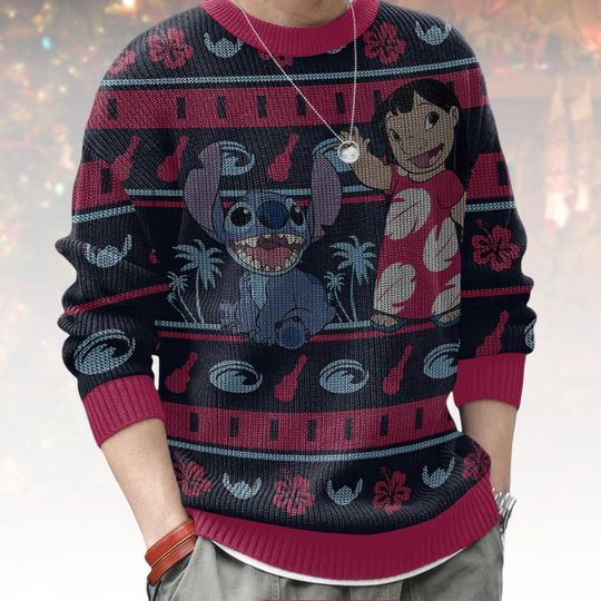 Discover Lilo and Stitch Ugly Christmas Sweater, Disney Xmas Sweater, Cartoon Ugly Sweater, Cute Sweater, Christmas Gift