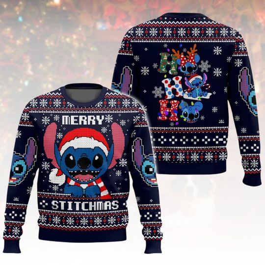 Discover Stitch Ugly Christmas Sweater, Merry Stitchmas Xmas Sweater, Cartoon Ugly Sweater, Disney Sweater, Christmas Gift