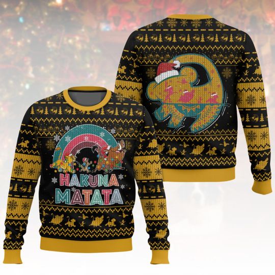 Discover Hakuna Matata Ugly Christmas Sweater, Lion King Xmas Sweater, Funny Disney Ugly Sweater, Holiday Gift Sweater