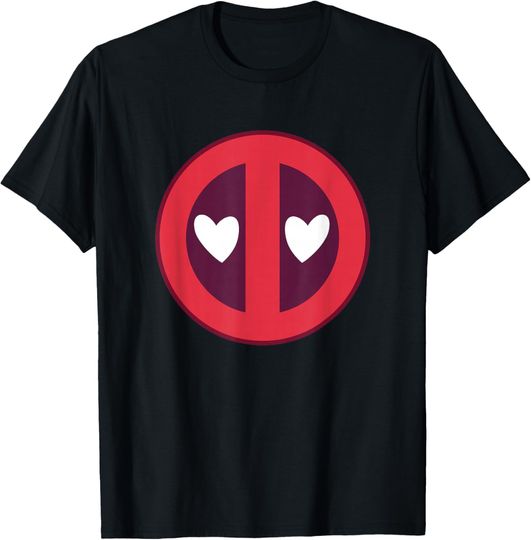 Discover Marvel Valentine’s Day Deadpool Symbol Logo with Heart Eyes T-Shirt