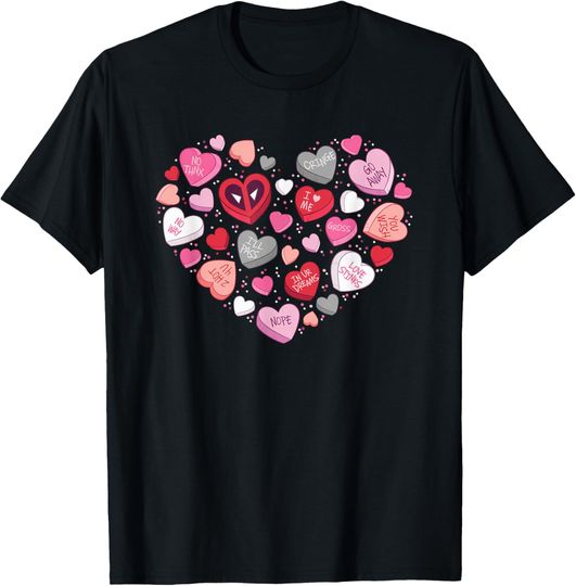 Discover Marvel Valentine’s Day Deadpool Anti-Love Candy Hearts T-Shirt