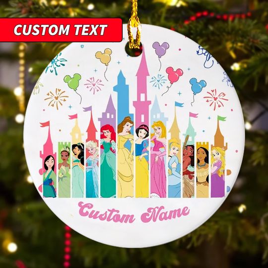 Discover Custom Disney Princess Ornament, Tinker Bell Christmas Ornament, Ariel Belle Princess Xmas Holiday Decor, Disney Family Christmas Gifts