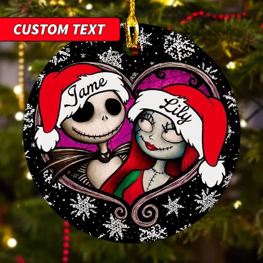 Personalized Jack Skellington and Sally Ornament, Couple First Christmas Ornament, Nightmare Before Christmas Christmas Tree Decor Gift
