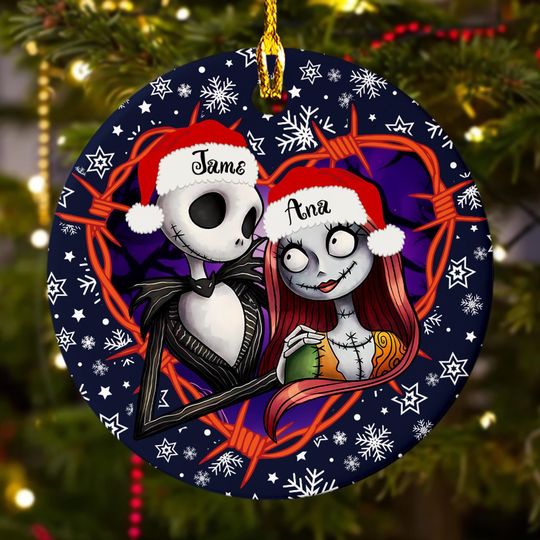 Discover Personalized The Nightmare Before Christmas Ornament, Jack Skellington and Sally Xmas Ornament, Disney Christmas Tree Decor Gift