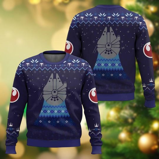 Discover Star Wars Christmas Ugly Sweater, Millennium Falcon Holiday Sweater, Movie Sweater For Men And Women Kid, Disney Movie Shirt, Xmas Gift
