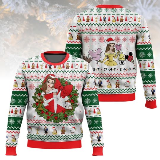 Discover Disney Christmas Ugly Sweater, Beauty And The Beast Holiday Sweater, Cartoon Christmas Sweater For Men And Women, Xmas Holiday Gift