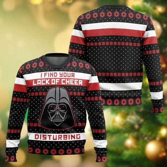 Discover Darth Vader Ugly Christmas Sweater, I Find Your Lack Of Cheer Disturbing Sweater, Disney Movie Xmas Sweater, Disneyland Holiday Sweater