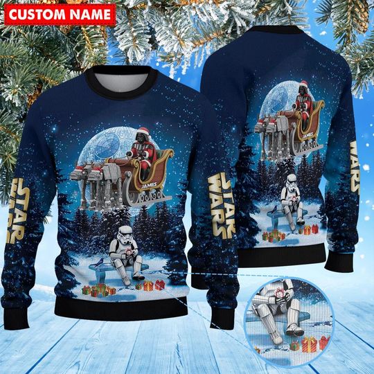 Personalized DV Christmas Knitted Sweater, Movie Funny Sweater, Christmas Party Ugly Sweatshirt, Holiday Trip Shirt, Comedy Xmas Sweatshirt