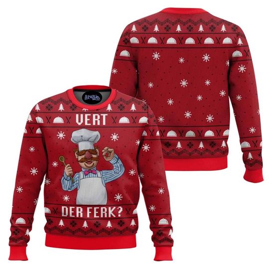 The Muppets Swedish Chef Ugly Christmas Sweater, Funny Der Ferk Meme Pullover Christmas Sweatshirt, Gift for Family 2025