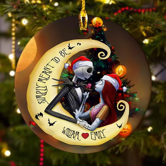 Discover Personalized The Nightmare Before Christmas Ornament, Jack Skellington and Sally Couple Christmas Ornament, Disney Xmas Tree Decor Gift