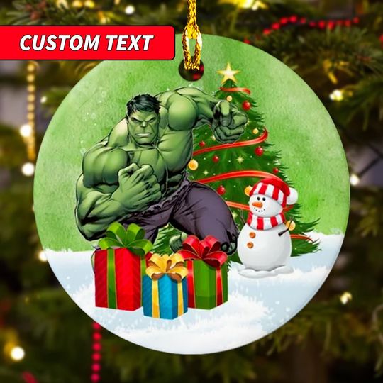 Custom Hulk Ornament, Hulk Superhero Christmas Ornament, Hero Character Xmas Holiday Ornament, Christmas Tree Decor Gift For Kid