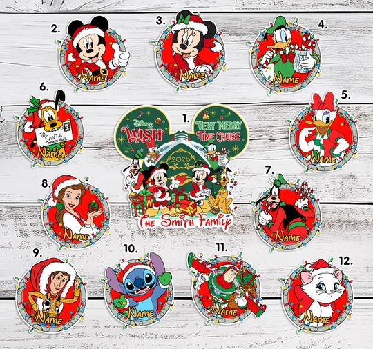 Discover Personalized All Characters Disney Christmas Cruise Magnet, Mickey & Friends Princess Stitch Xmas Magnet, Very Merry Time Cruise 2025 Magnet