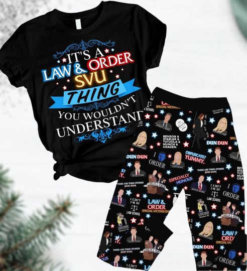 Discover Law And Order Pajamas Set, Svu Movie Christmas Pajamas, Tv Series Pajamas Pants, Elliot Stabler Shirt, Dun Dun Xmas Pajamas