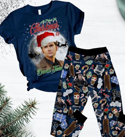 Dean Winchester Christmas Pajama Set, Supernatural Holiday Sleepwear, Winchester Brothers T-Shirt Pajamas