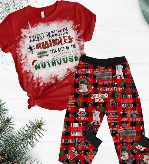 Griswold Christmas Pajama Set with Clark Griswold Holiday and Jolliest Bunch of Assholes Design