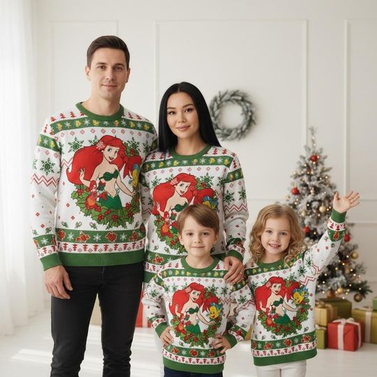 Discover Disney Christmas Ugly Sweater, Little Mermaid Holiday Sweater, Character Christmas Sweater For Men And Women, Xmas Gift
