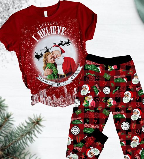 Discover Christmas Movie Pajamas Set, Miracle On 34th Street Xmas Pajamas, Santa Claus I Believe Holiday Pajamas, Winter Holiday Gift