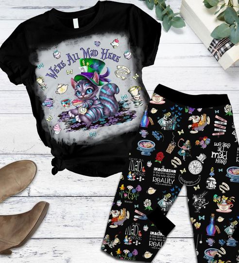 Halloween Cheshire Cat Pajama Set, Alice in Wonderland Women's Pajamas, Disneyland Sleepwear