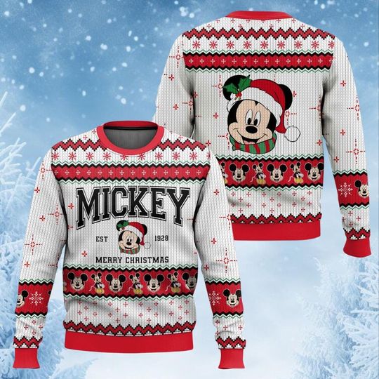 Discover Mickey Mouse Ugly Christmas Sweater, Disney Mouse Xmas Sweatshirt, Santa Mouse Sweater For Men Women Kid, Magic Kingdom Christmas Gift