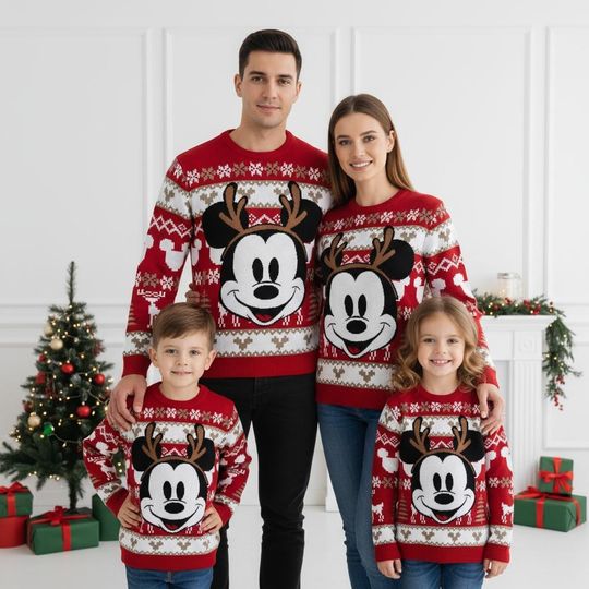 Discover Mickey Mouse Ugly Christmas Sweater, Reindeer Sweater, Disney Xmas Gift For Family, Holiday Gift