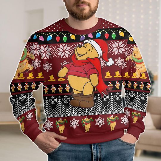 Discover Winnie The Pooh Ugly Christmas Sweater, Disney Holiday Sweater, Cute Pooh Xmas Sweater, Funny Christmas Ugly Sweater, Christmas Gift