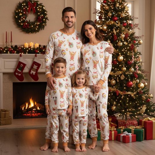 Discover Vintage Tinker Bell Santa Gingerbread Pajamas Set, Tis The Season To Sparkle Sleepwear, Disney Christmas Party 2025 Outfit, Gift For Girls