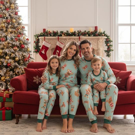 Discover Cute Mickey And Friends Santa Gingerbread Raglan Pajamas Set, Mickey's Very Merry Xmas Party Sleepwear, Disney Merry Christmas 2025 Outfit