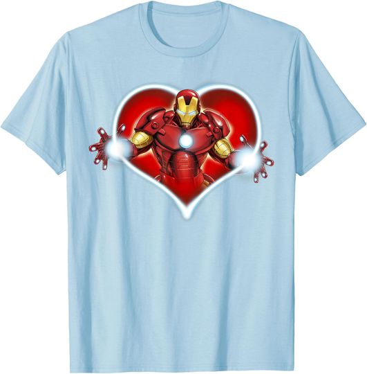 Marvel Iron Man Heart Blaster Glow Valentine Graphic T-Shirt T-Shirt, Gift For Fans