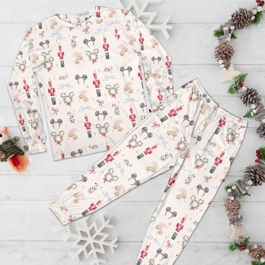 Discover Disney Christmas Pajamas, Nutcracker Minnie Ears Christmas Wreath Sleepwear, Cozy Disney Family Pajamas Set, Disneyland Christmas Outfit