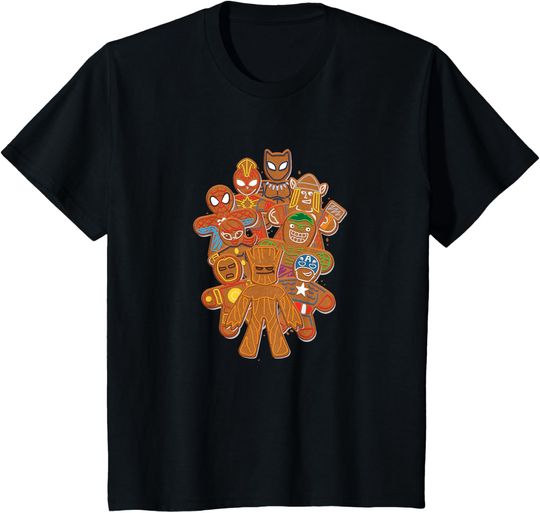 Discover Kids Marvel Avengers Christmas Super Hero Gingerbread Cookies T-Shirt