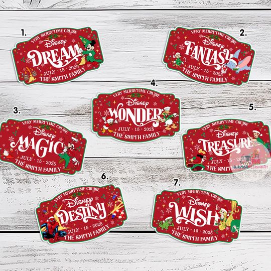 Discover Personalized Christmas Disney Family & Cruise Ship Stateroom Door, Cruise Line Ship Name Door Magnet, Xmas Very Merrytime Cruises Magnet