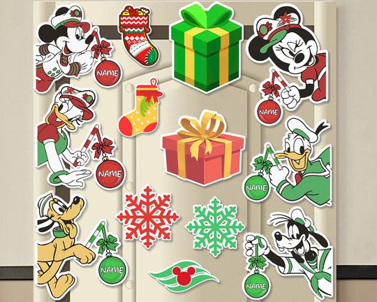 Discover Personalized Disney Christmas Ornament Very Merrytime Cruise Magnet, Mickey and Friends Xmas Stocking Magnet For Cruise Ship Stateroom Door