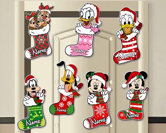 Discover Personalized Mickey & friends Disney Christmas Magnet, Christmas sock stocking magnets, Very Merrytime Cruises magnets, Family crusie magnet