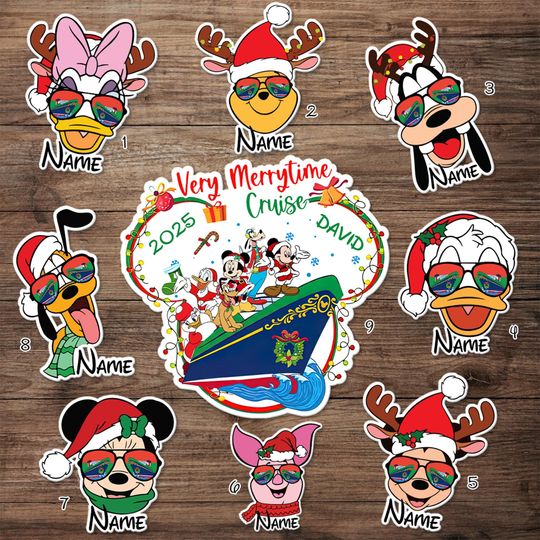 Discover Personalized Disney Christmas Cruise All Characters Magnet, Mickey and Friends Christmas Very Merrytime Cruise Stateroom Door, Lilo & Stitch