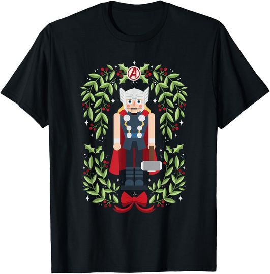 Discover Marvel Holiday Christmas Avengers Holly Thor Nutcracker T-Shirt