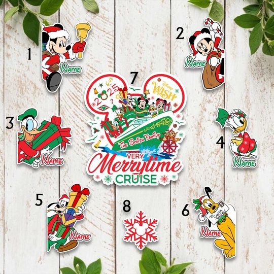 Discover All Characters Disney Very Merrytime Christmas Cruise magnet, Mickey Minnie Toy Story Stitch Christmas Santa Claus Disney Cruise Door Magnet
