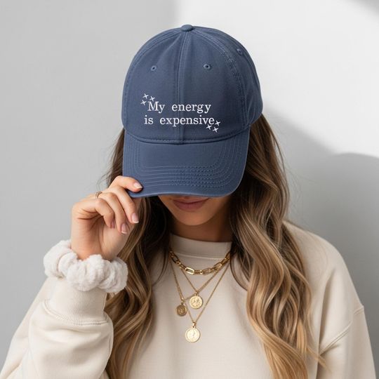 Discover My Energy Is Expensive Embroidered Cap, Vintage Aesthetic Girl Hat, Showgirl Era Baseball Cap, Funny Music Lover Gift, Country Music Fan Hat