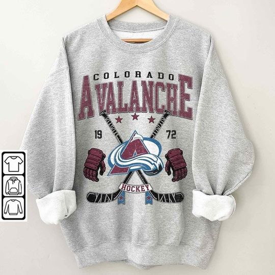Discover Colorado Avalanche Vintage 90s Sweatshirt, Ice Hockey Shirt, Hockey Crewneck, Colorado Avalanche Fan Gift Unisex Hoodie
