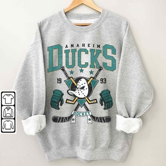Anaheim Ducks Vintage 90s Sweatshirt, Ice Hockey Shirt, Hockey Crewneck, Anaheim Ducks Fan Gift Unisex Hoodie